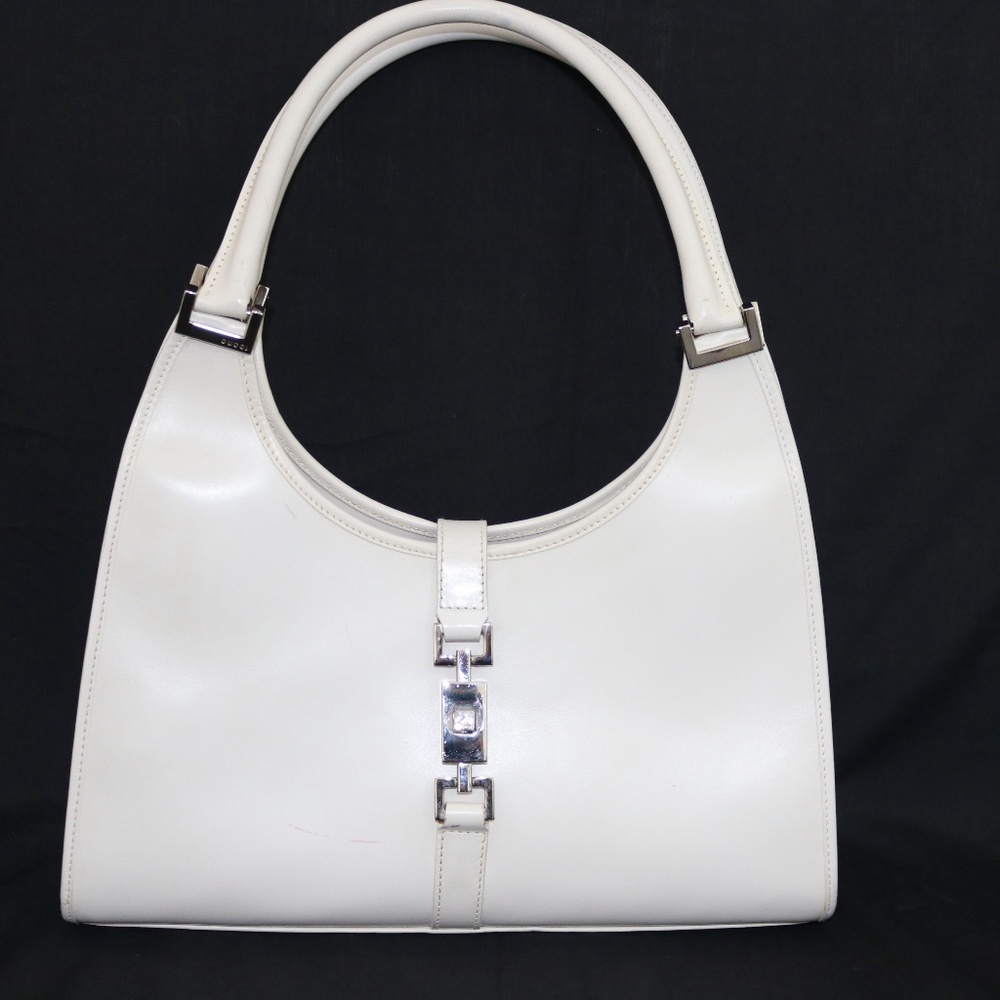 GUCCI white leather Jackie O shoulder handbag - Picture 1 of 8